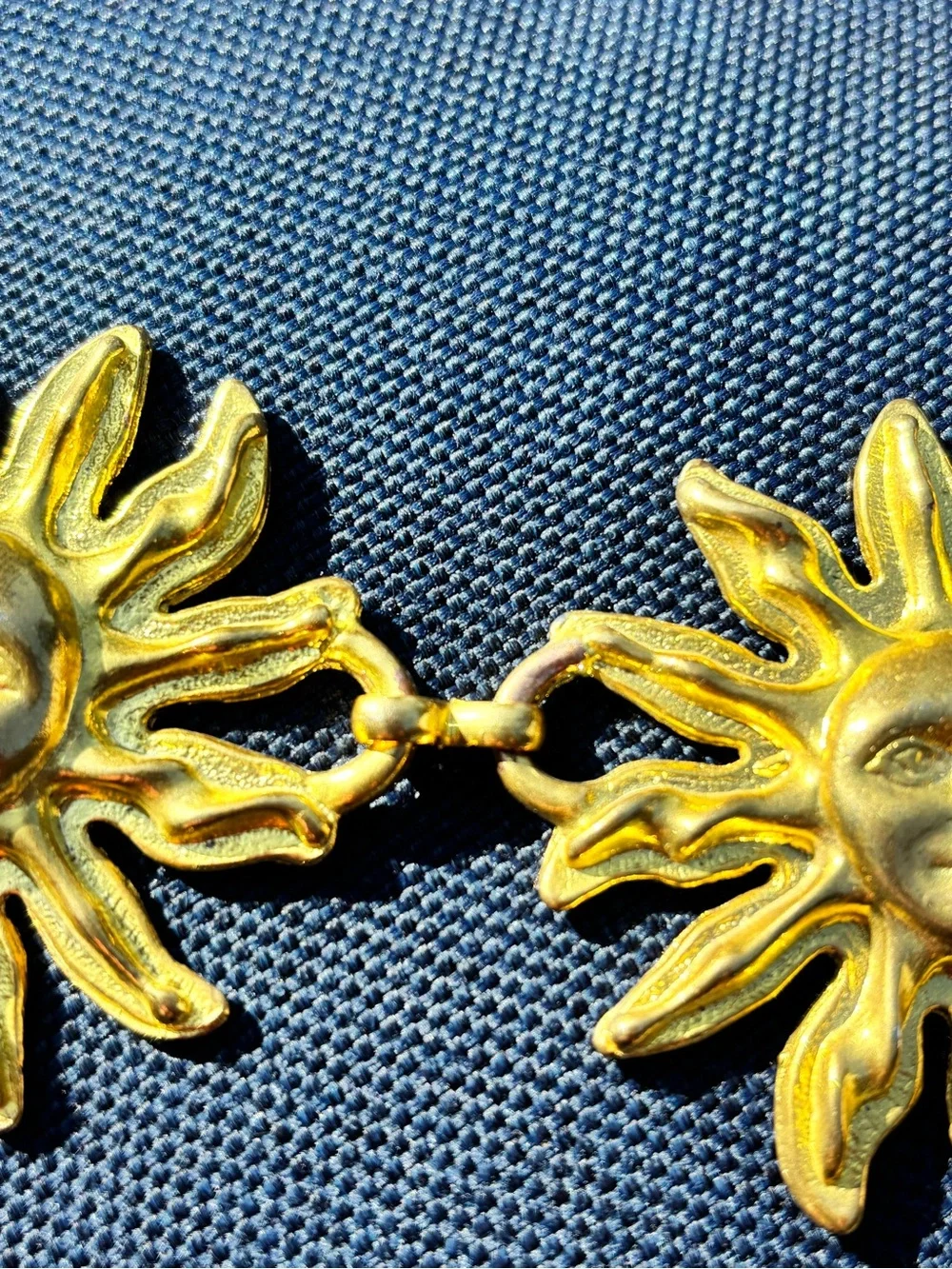 Vintage 90s Gold Sun Face Chain Belt 39” Celestial Boho Statement